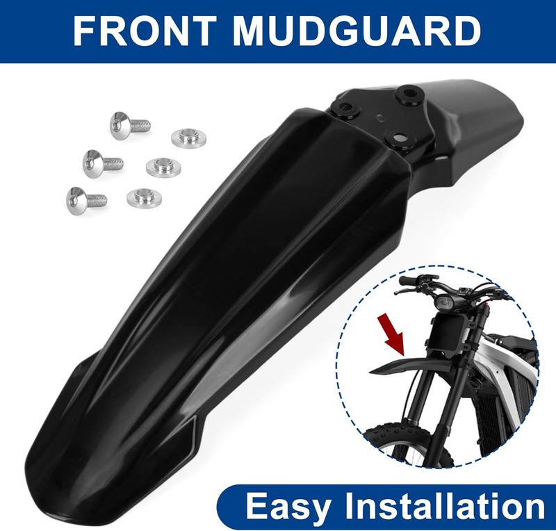 psler Motorcycle Front Mudguard for Sur Ron Light Bee, Front Mud Guard Board, Motocross Parts Attachments for Dirt for Sur Ron LBX E-Ride Pro SS/S X260 X160, Tutti Electric Dirt Bike, Black - Image 4